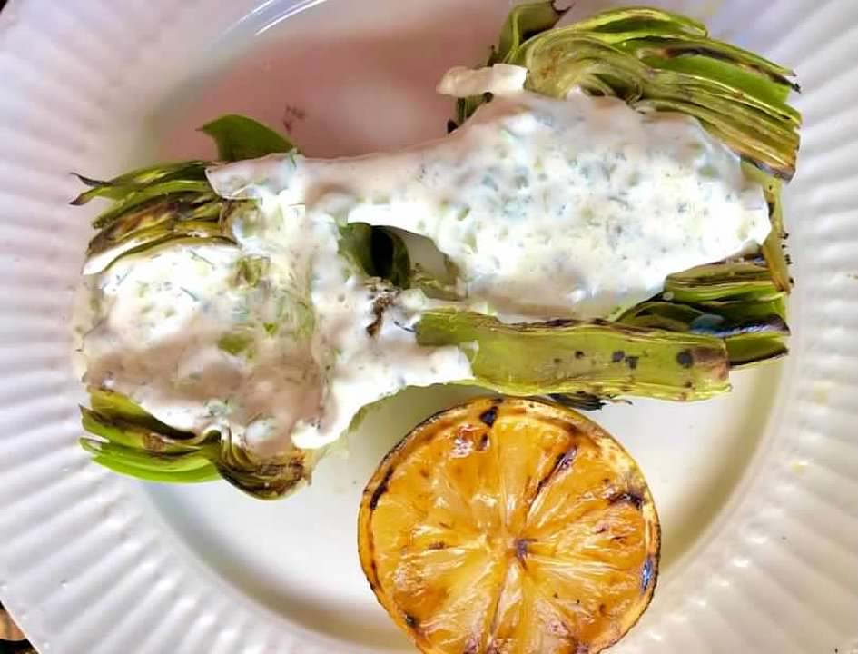 Plated Artichokes with Herbed Mayo
